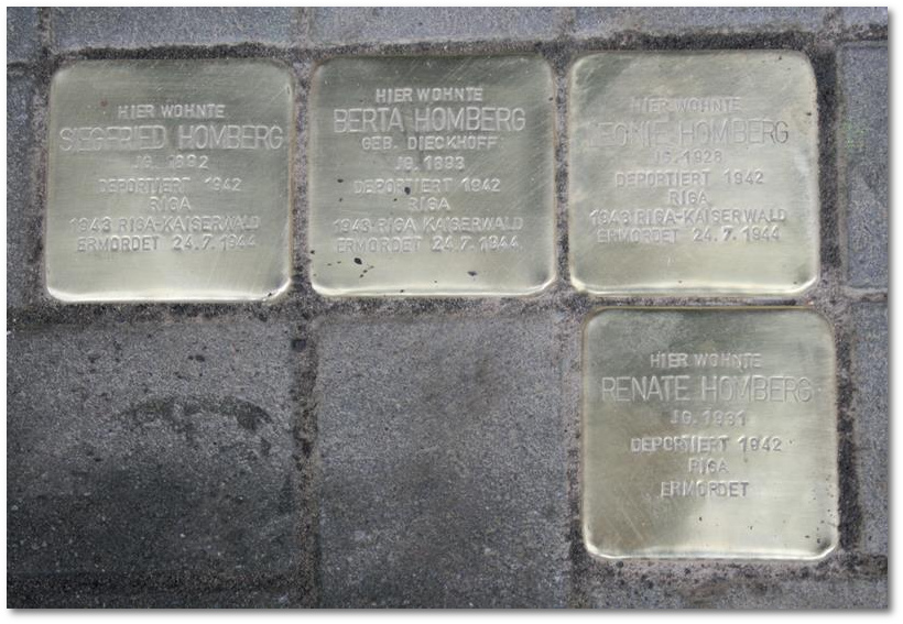 Stolpersteine Gelsenkirchen - Familie Siegfried, Berta, Leonie und Renate Homberg